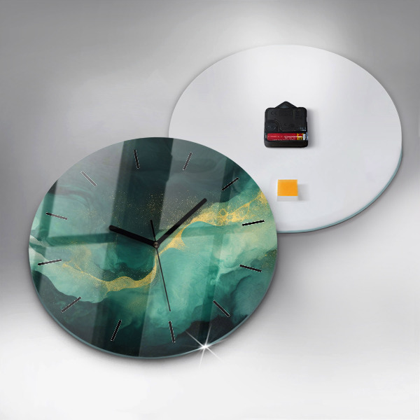 Wanduhr rund mit motiv Grüner Marmor