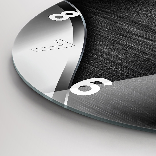 Wanduhr glas rund Schwarze und silberne Linien