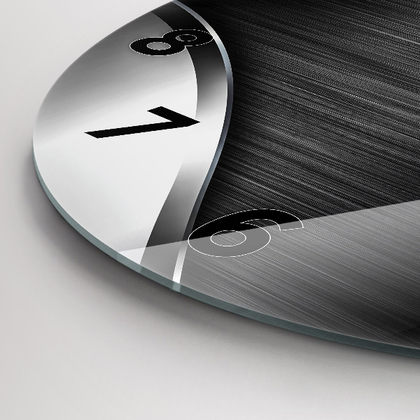 Wanduhr glas rund Schwarze und silberne Linien