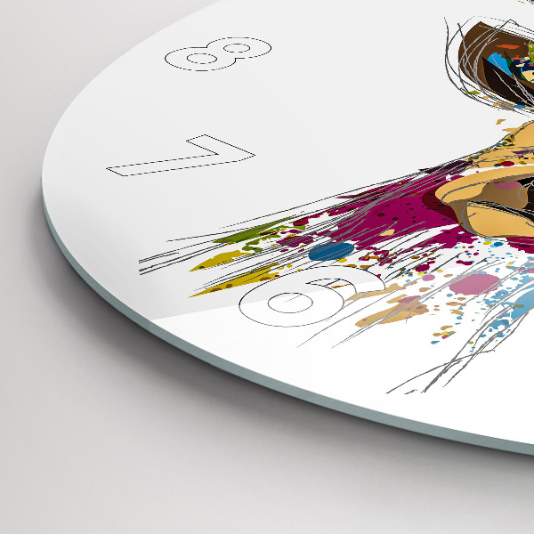 Wanduhr rund mit motiv Farbiger Hirschkopf