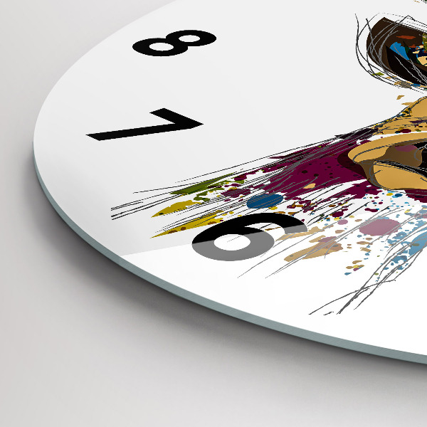 Wanduhr rund mit motiv Farbiger Hirschkopf