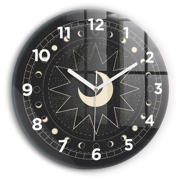 Wanduhr rund mit motiv Die Phasen des Mondes