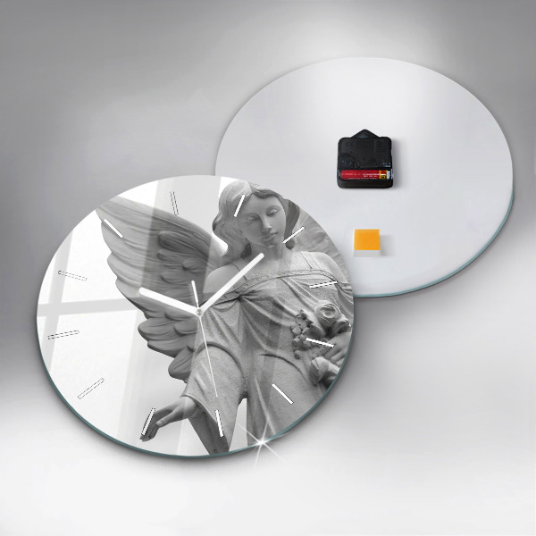 Wanduhr rund mit motiv Skulptur eines Engels mit Flügeln