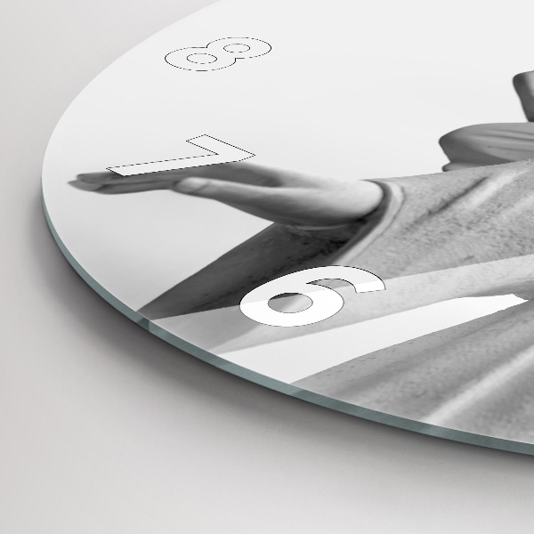 Wanduhr rund mit motiv Skulptur eines Engels mit Flügeln