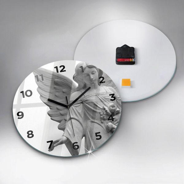 Wanduhr rund mit motiv Skulptur eines Engels mit Flügeln