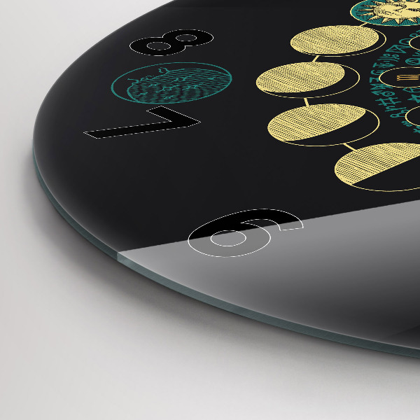 Wanduhr rund mit motiv Mondphasen und Sanduhr