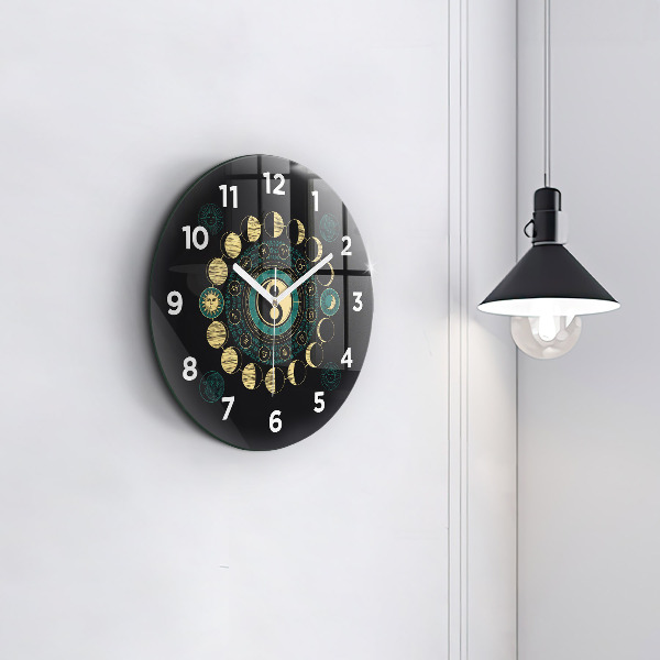 Wanduhr glas rund Mondphasen