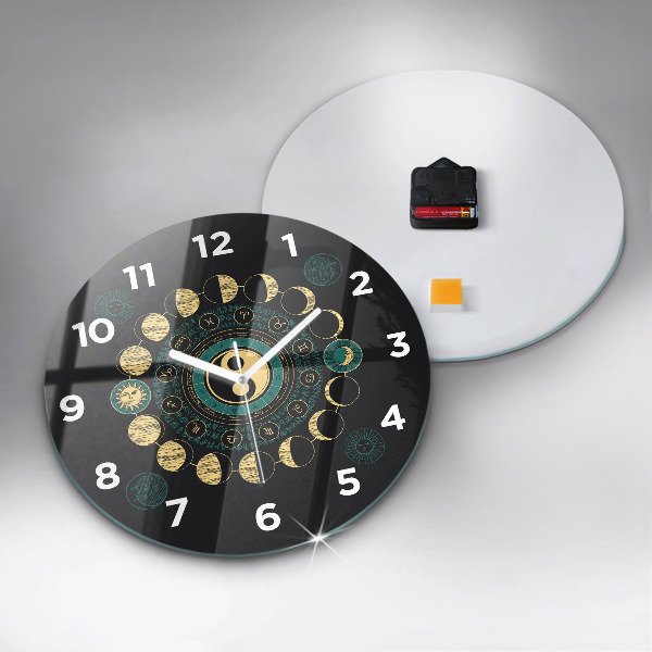 Wanduhr glas rund Mondphasen