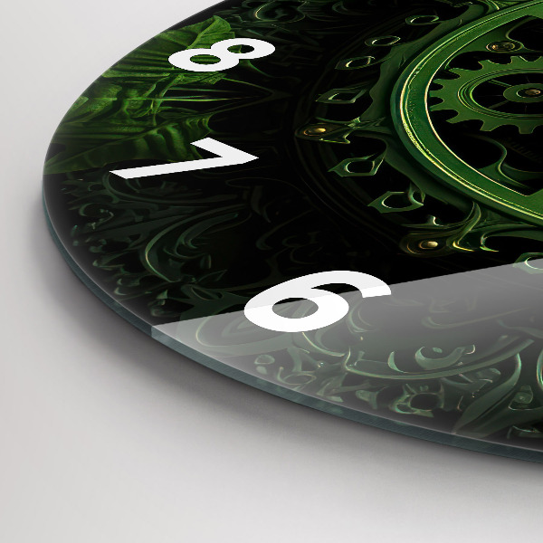 Wanduhr glas rund Grüner Mechanismus