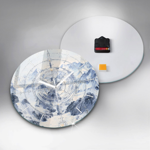 Wanduhr rund Blaue Zeichnungen