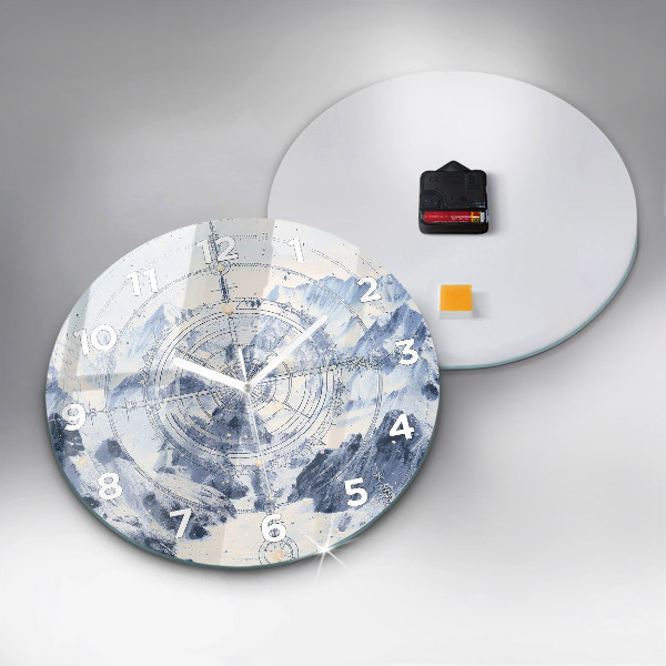 Wanduhr rund Blaue Zeichnungen