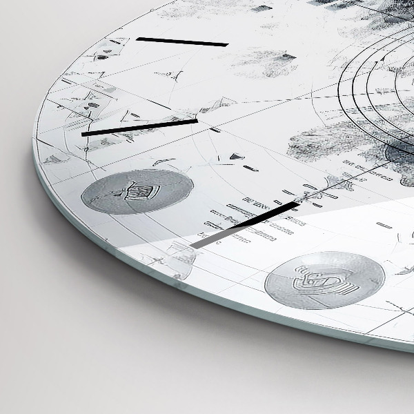 Wanduhr rund Zeichnung Berge