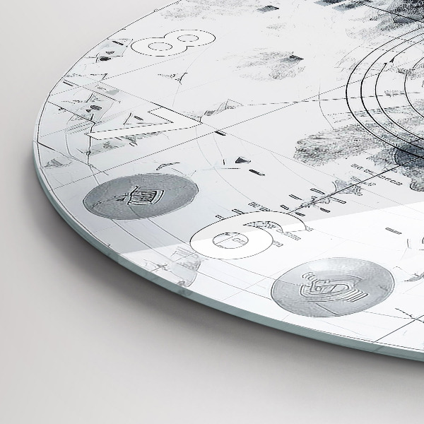 Wanduhr rund Zeichnung Berge