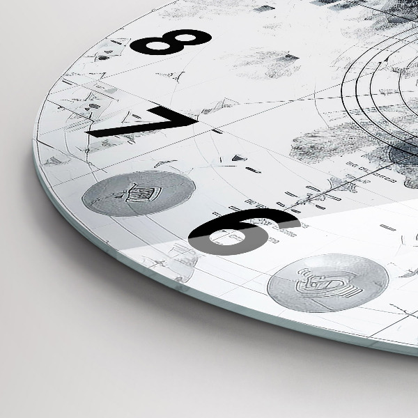 Wanduhr rund Zeichnung Berge