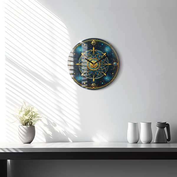Wanduhr glas rund Horoskop-Uhr