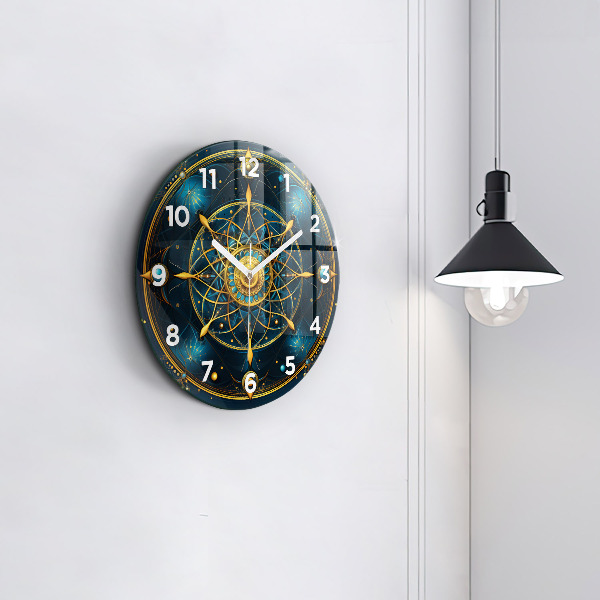 Wanduhr glas rund Horoskop-Uhr