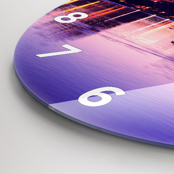 Wanduhr glas rund Abendliches Stadtpanorama