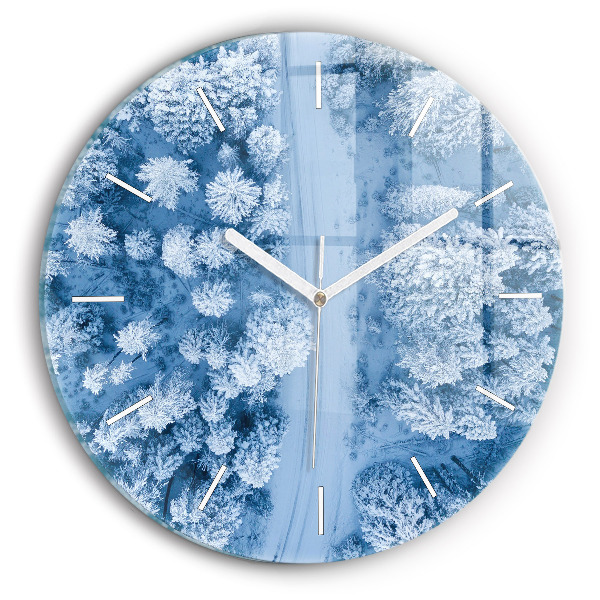Wanduhr glas rund Wald aus einer Drohne
