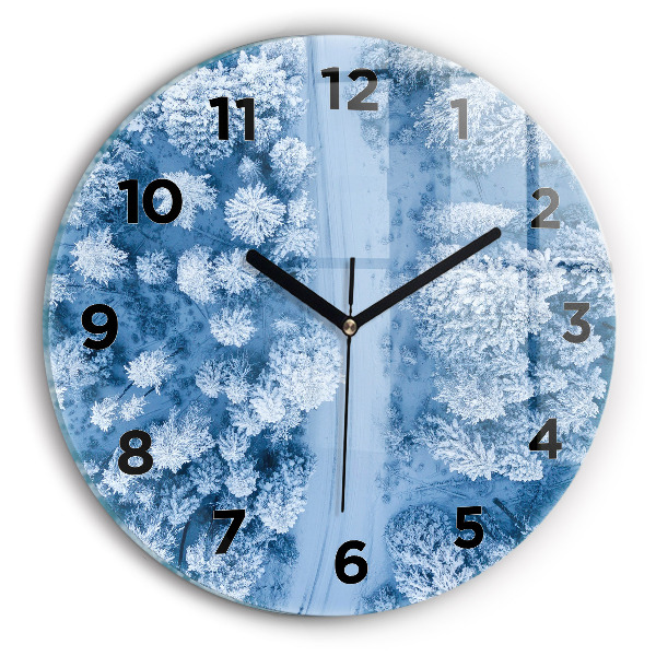 Wanduhr glas rund Wald aus einer Drohne