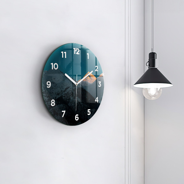 Wanduhr glas rund Sonnenuntergang in den Bergen