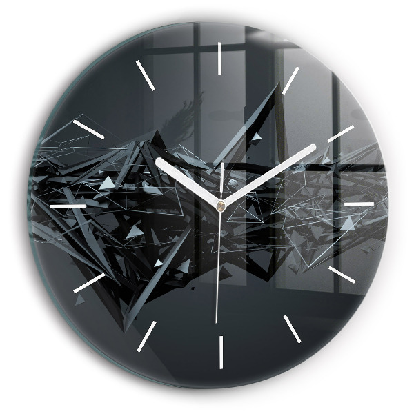 Wanduhr glas rund Schwarze Abstraktion