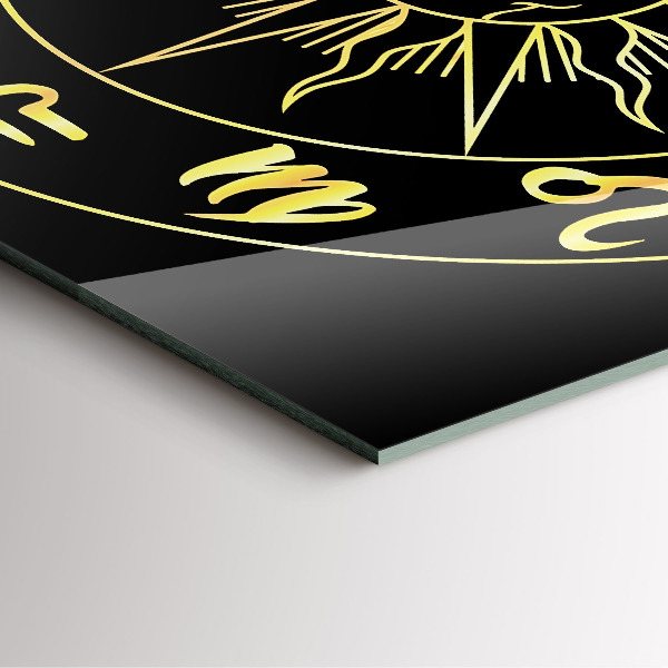 Wanduhr modern quadratisch Goldene Tierkreiszeichen mit der Sonne