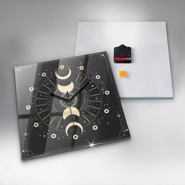 Wanduhr quadratisch mit motiv Monde und Sonnen