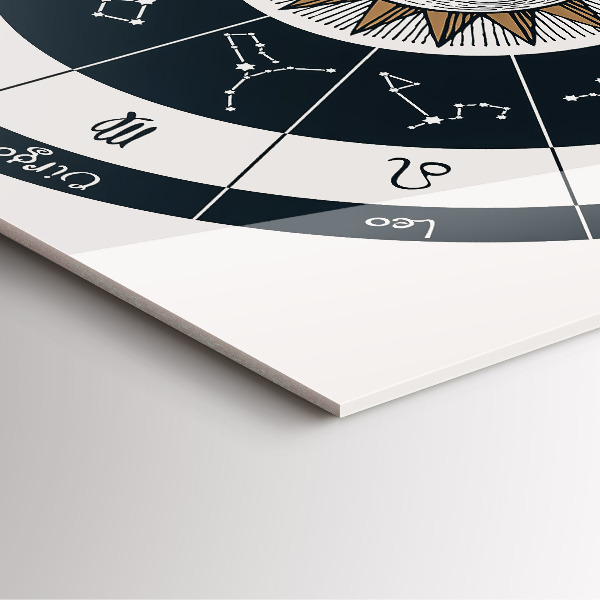 Wanduhr quadratisch mit motiv Sternbilder des Tierkreises auf blauem Hintergrund