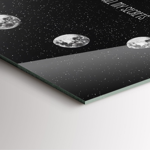 Wanduhr quadratisch mit motiv Mondphasen und Inschrift