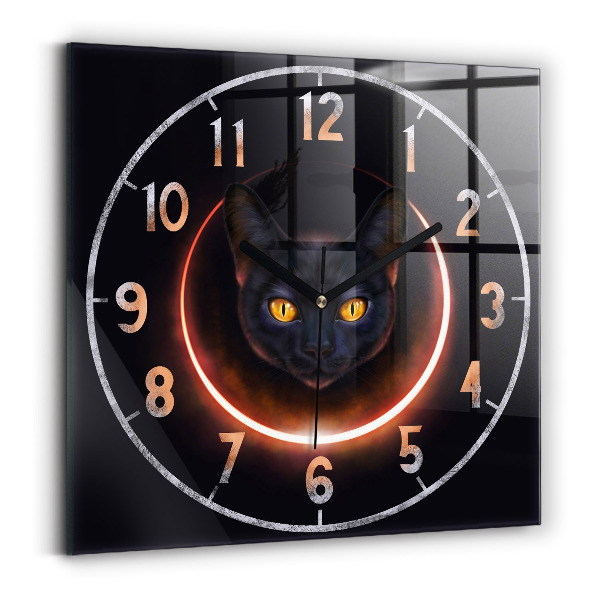 Wanduhr quadratisch Magische Katze