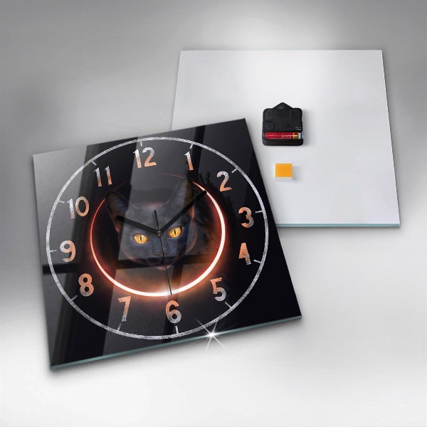 Wanduhr quadratisch Magische Katze