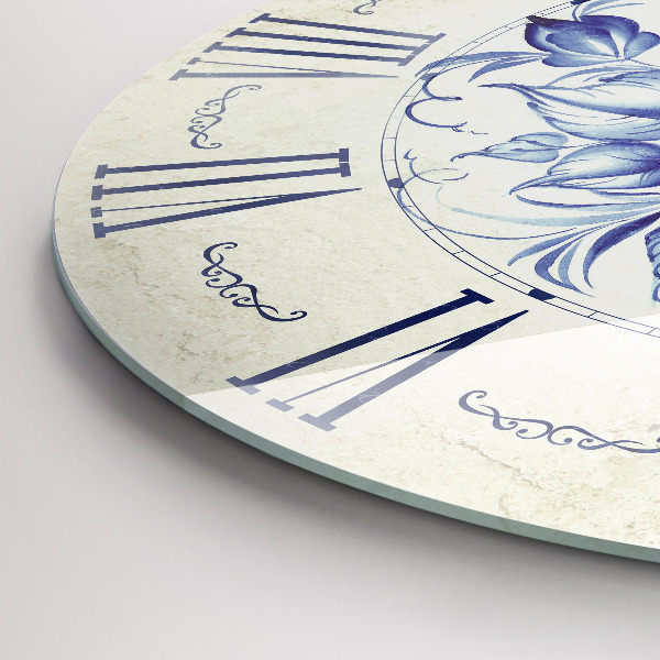 Wanduhr rund Blaue Blumen