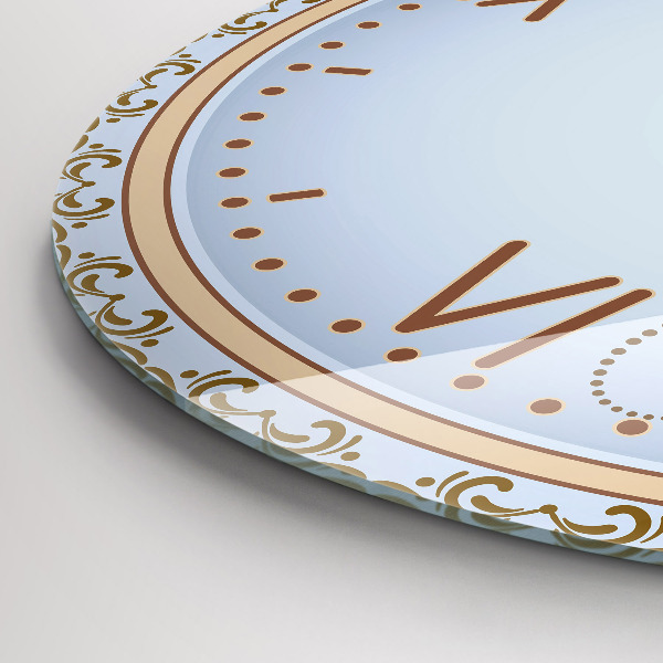 Wanduhr rund Blaue Blumen