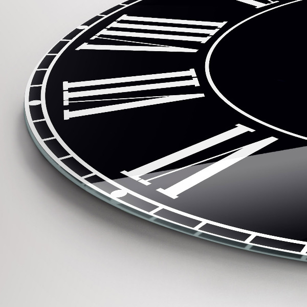 Wanduhr glas rund Schwarze römische Ziffern