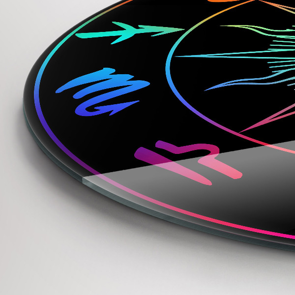 Wanduhr glas rund Regenbogen-Sternzeichen und Sonne