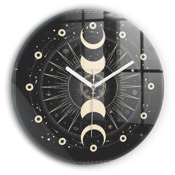 Wanduhr rund Monde und Sonnen