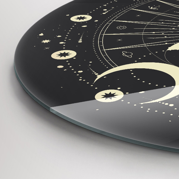 Wanduhr rund Monde und Sonnen