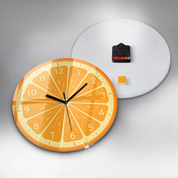 Wanduhr glas rund Saftige Orange
