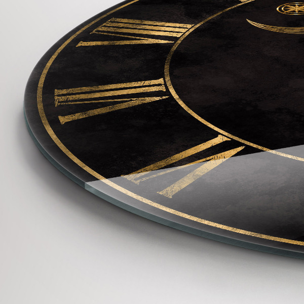 Wanduhr rund mit motiv Goldene römische Ziffern