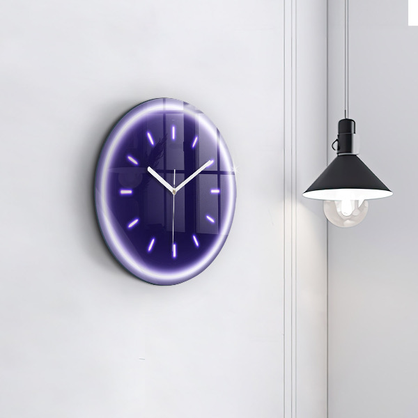 Wanduhr glas rund Neon-Striche