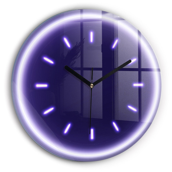 Wanduhr glas rund Neon-Striche