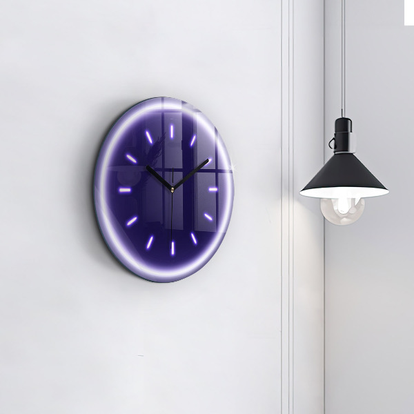 Wanduhr glas rund Neon-Striche
