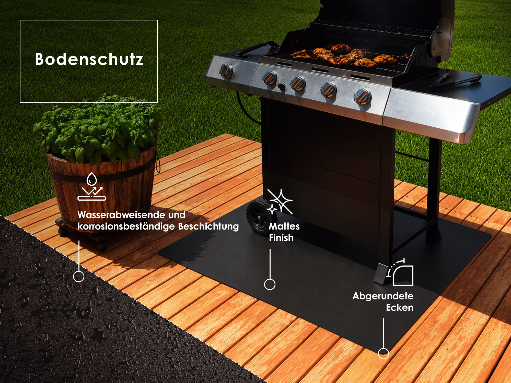 Stahlunterlage für den Grill